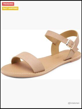 Ankle Strap Flat Sandals Open Toes One Band Buckle Summer Dressy